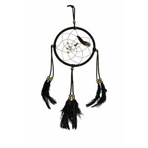 Vintage Black Feather Dreamcatcher Wall Hanging Beads Leather Cord
